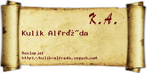 Kulik Alfréda névjegykártya